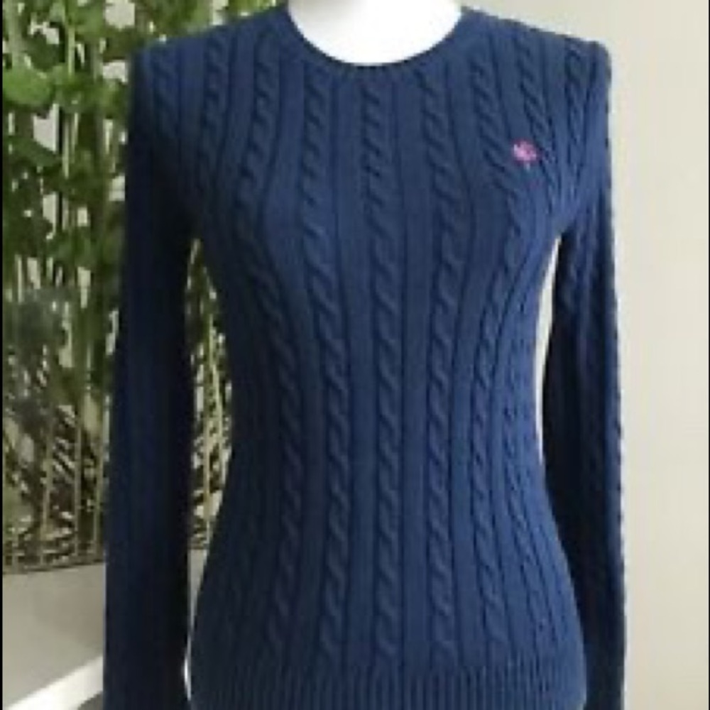 Lilly Pulitzer Cable knit Palm tree Sweater Navy